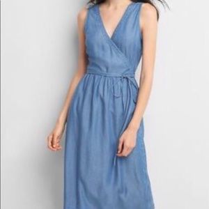 Gap Denim Chambray Wrap Dress